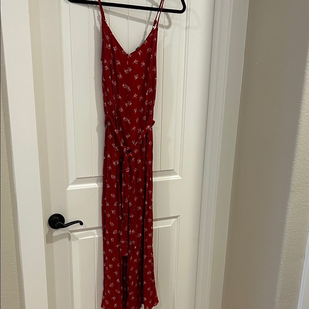 Red Floral Spaghetti Strap Jumpsuit